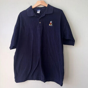 Vintage Disney Mickey Mouse Florida Polo Shirt X-Large Black‎ Cotton